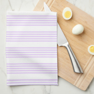 Lilac purple and white five stripes pattern kitchen towel