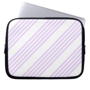 Lilac purple and white five stripes pattern laptop sleeve