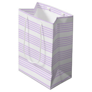 Lilac purple and white five stripes pattern medium gift bag