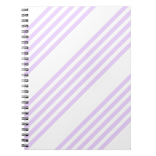 Lilac purple and white five stripes pattern notebook (Front)