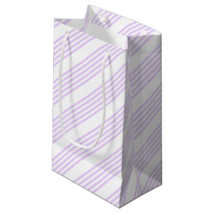 Lilac purple and white five stripes pattern small gift bag