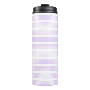 Lilac purple and white five stripes pattern thermal tumbler