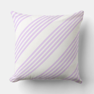 Lilac purple and white five stripes pattern throw pillow