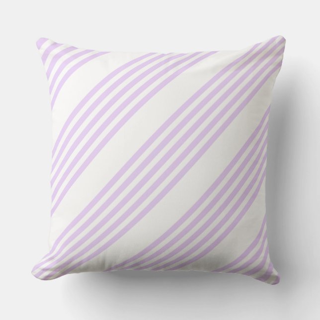 Lilac purple and white five stripes pattern throw pillow (Front)