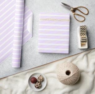 Lilac purple and white five stripes pattern wrapping paper