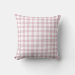 Lilac Purple and White Gingham Pattern Throw Pillow