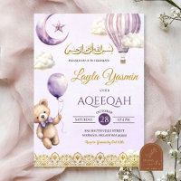 Lilac Purple Aqeeqah Muslim Birthday Girl