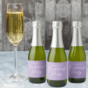 Lilac Purple Bachelorette Party Custom Mini Sparkling Wine Label