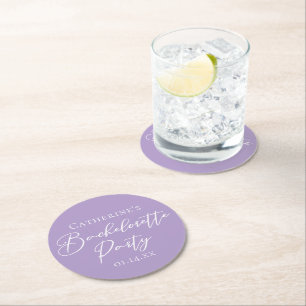 Lilac Purple Bachelorette Party Personalized Round Paper Coaster