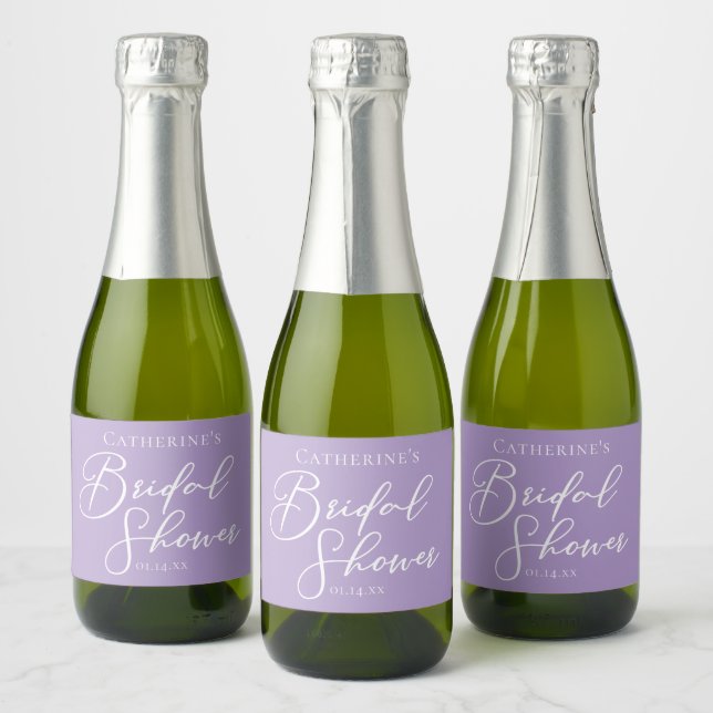 Lilac Purple Bridal Shower Party Personalized Sparkling Wine Label (Bottles)