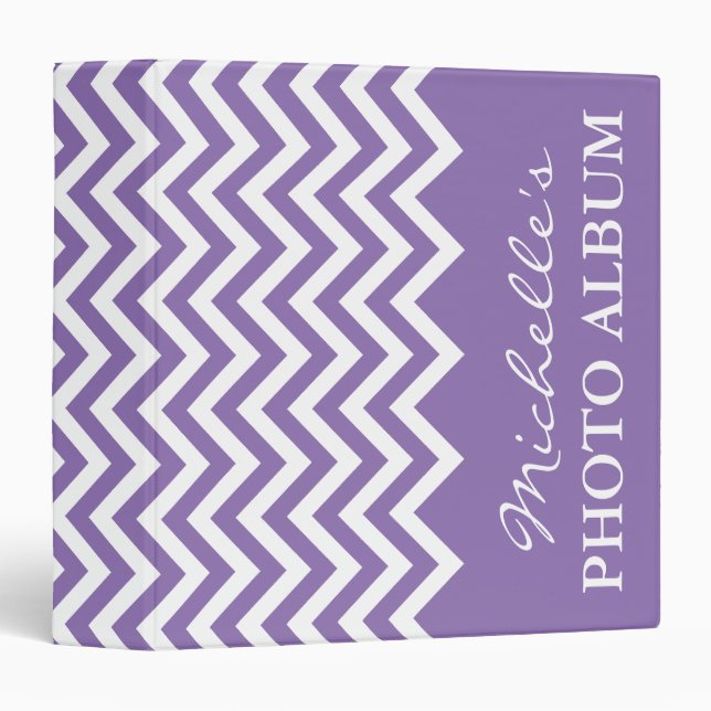 Lilac Purple chevron photo album bague classeur (Devant/Côté)