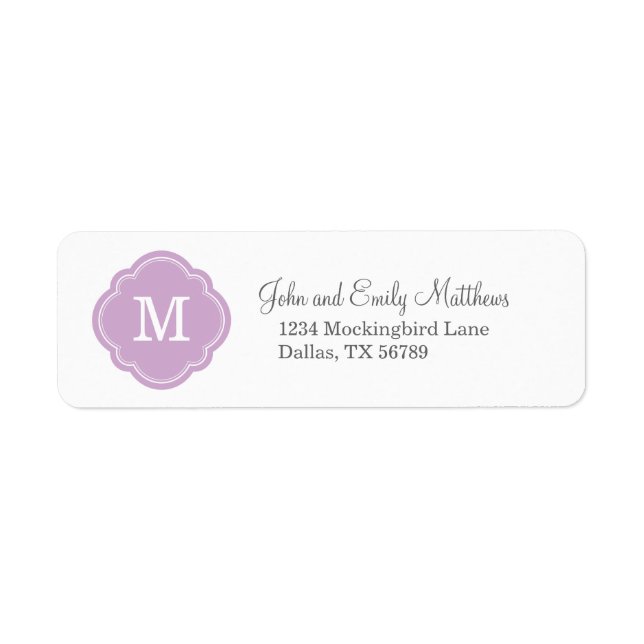 Lilac Purple Custom Personalized Monogram (Front)
