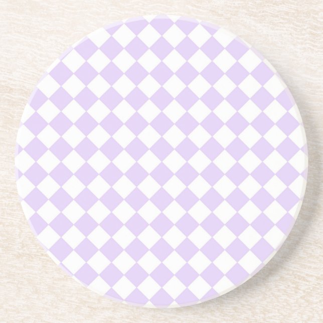 Lilac Purple Diamond Chequered pattern Coaster (Front)