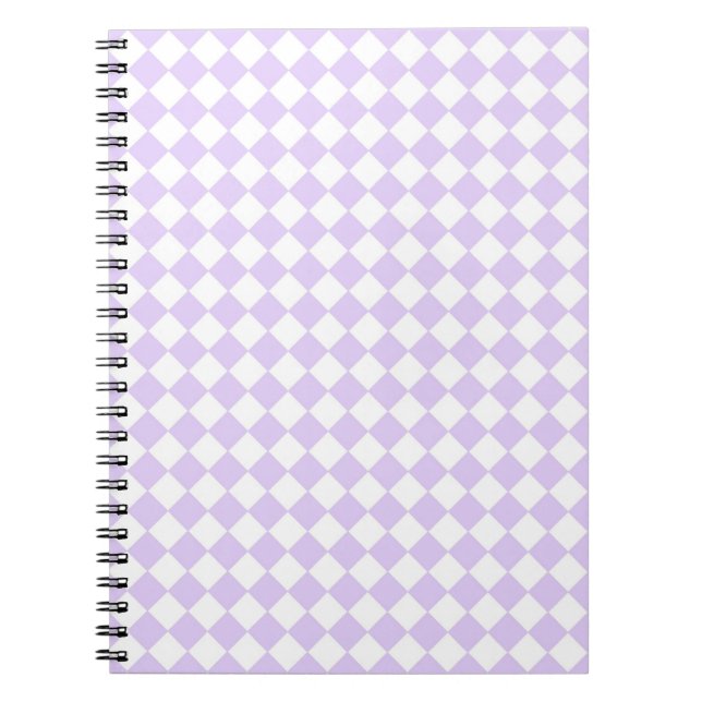 Lilac Purple Diamond Chequered pattern Notebook (Front)