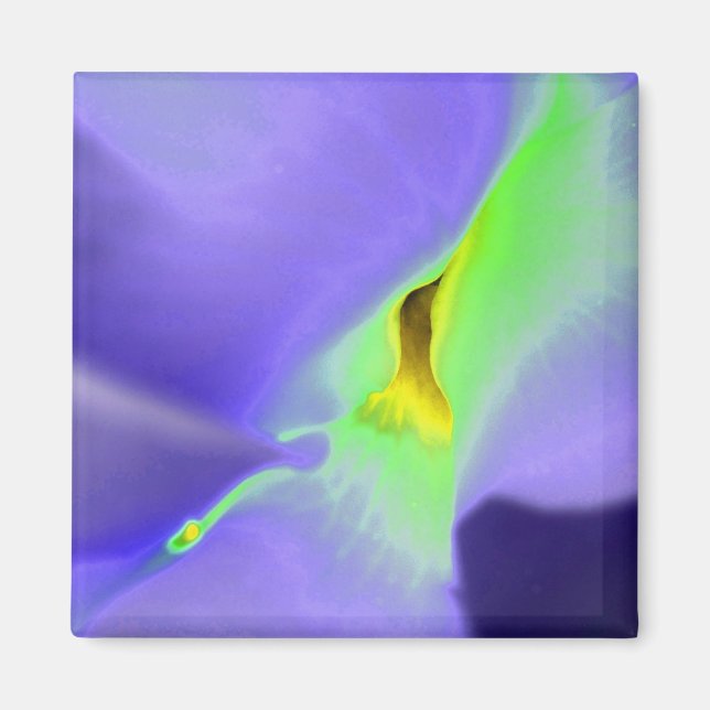 Lilac Purple et Neon Green Floral Design Magnet (Devant)