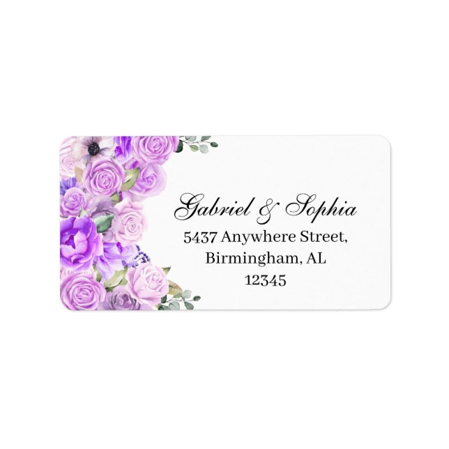 Lilac Purple Floral Address Label (Front)