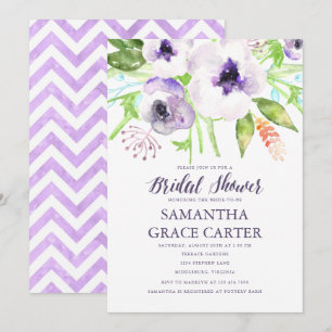 Lilac Purple Floral Bridal Shower  Invitation