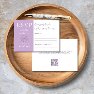 Lilac Purple Floral Elegant Wedding RSVP Card