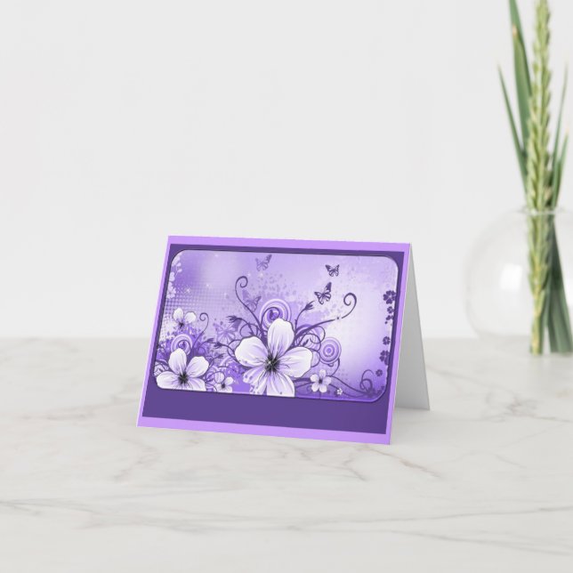 Lilac Purple Floral Note Card (Front)