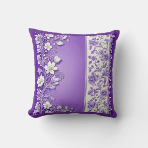 Lilac-Purple floral pattern Throw Pillow
