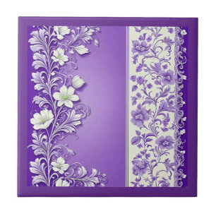 Lilac-Purple Floral Pattern Tile