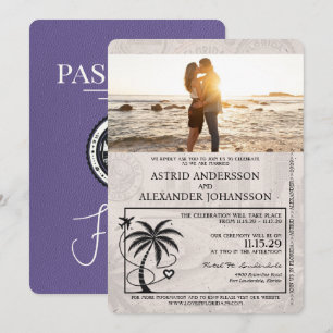 Lilac Purple Floride Passeport Faire-part de maria