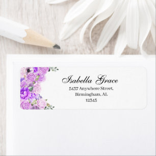 Lilac Purple Florple Adresse de retour Étiquette