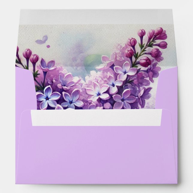 Lilac Purple Flowers Floral Return Address Envelope (Back (Bottom))