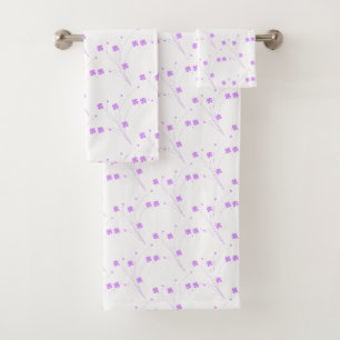 Lilac Purple Flowers, Small Pastel Floral Print Bath Towel Set