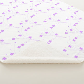 Lilac Purple Flowers, Small Pastel Floral Print Sherpa Blanket
