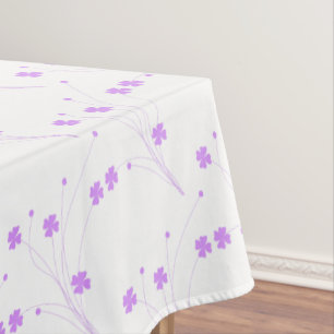 Lilac Purple Flowers, Small Pastel Floral Print Tablecloth