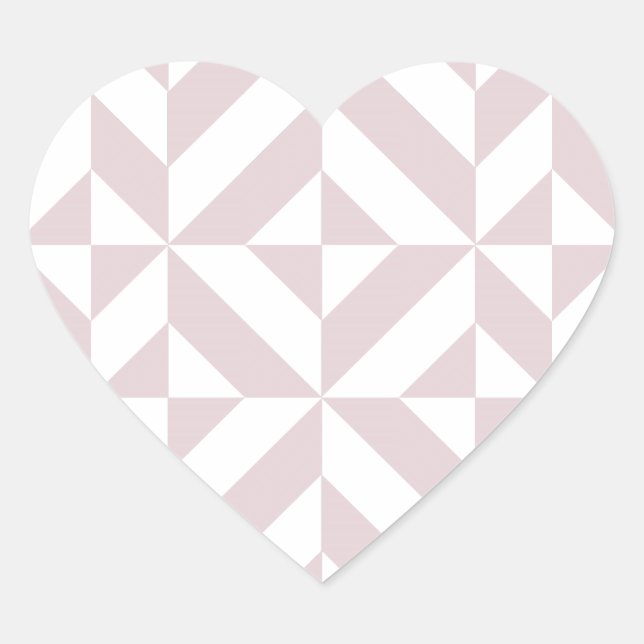 Lilac Purple Geometric Deco Cube Pattern Heart Sticker (Front)