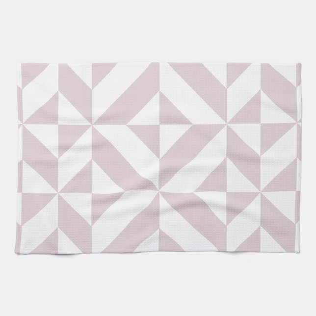 Lilac Purple Geometric Deco Cube Pattern Kitchen Towel (Horizontal)