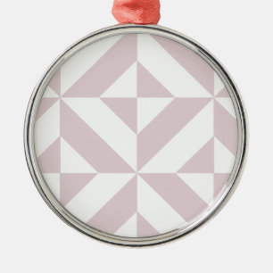 Lilac Purple Geometric Deco Cube Pattern Metal Ornament