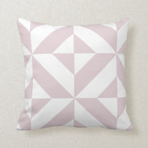 Lilac Purple Geometric Deco Cube Pattern Throw Pillow