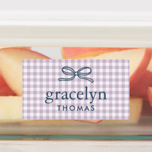 Lilac Purple Gingham Bow Monogram