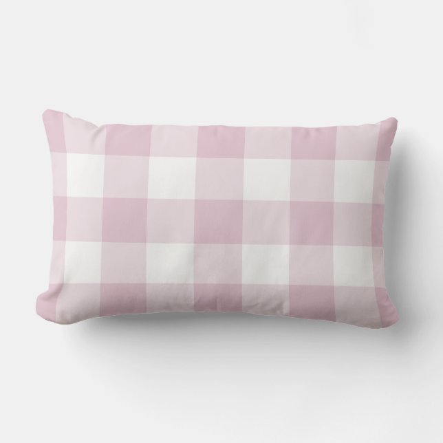 Lilac Purple Gingham Pattern Chequered Lumbar Pillow (Front)