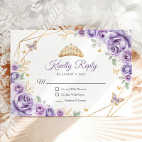 Lilac Purple Gold Floral Quinceanera Réponse