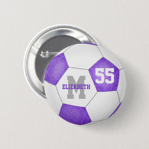 lilac purple gray girly soccer personalized 2 inch round button