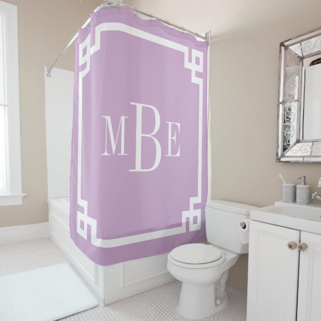 Lilac Purple Greek Key Border Monogram (In Situ)