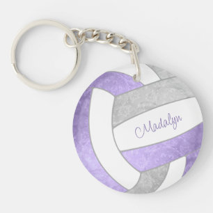 lilac purple grey custom name volleyball gifts keychain