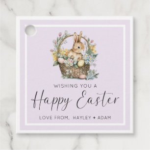 Lilac Purple Happy Easter Bunny Favour Tags