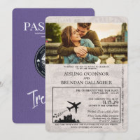 Lilac Purple Ireland Passport Wedding Invitation