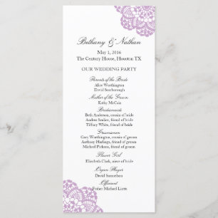 Lilac Purple Lace Doily Wedding Program