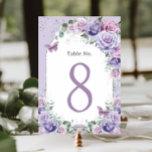Lilac Purple Lavender Floral Birthday Quinceanera  Table Number<br><div class="desc">Designed to co-ordinate with our Majestic Lilac Lavender Purple Floral collection, this elegant table number card features beautiful watercolor lavender, lilac and purple floral. Personalize each card with a table number and your details, simply press the customise it button to further re-arrange and format the style and placement of the...</div>
