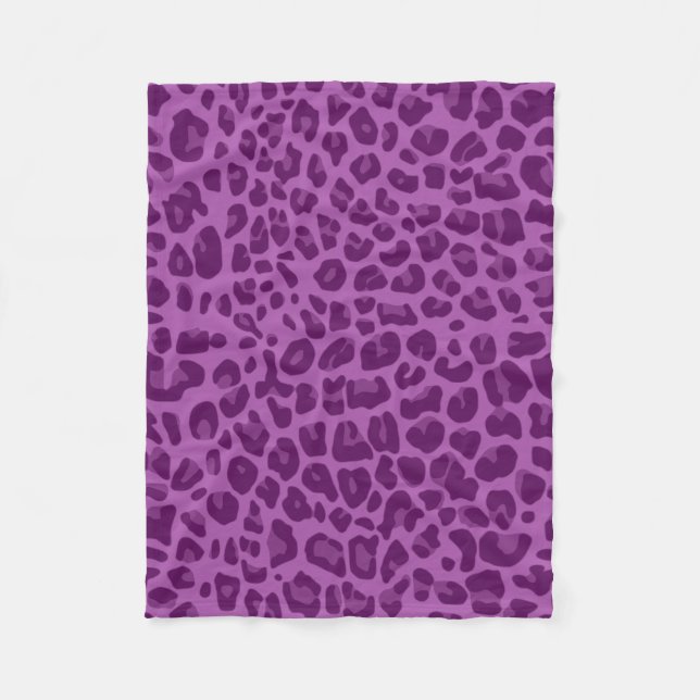 Lilac purple leopard print pattern fleece blanket (Front)