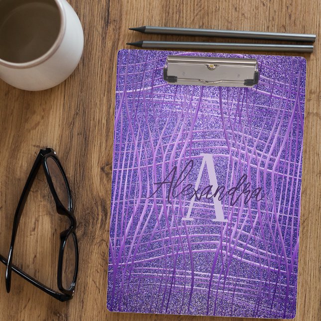 Lilac Purple Metallic Glitter Modern Glam Luxury Clipboard (Creator Uploaded)