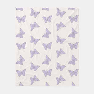 Lilac Purple Minimal Girly Cute Butterfly Pattern Fleece Blanket