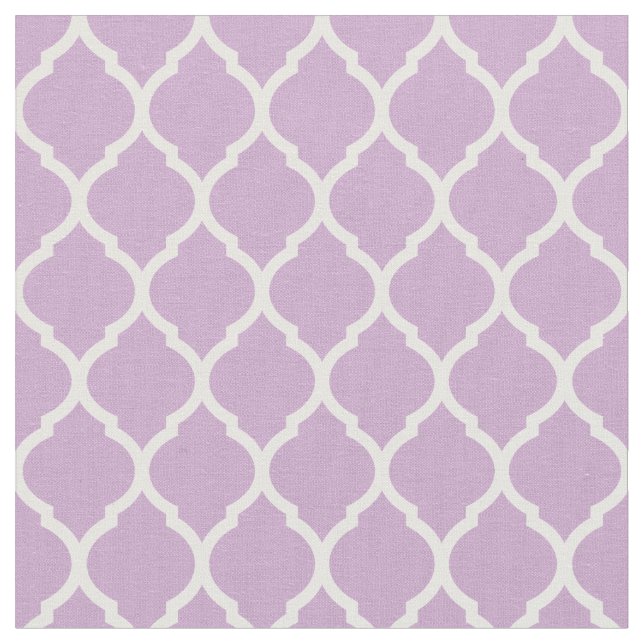 Lilac Purple Moroccan Quatrefoil Fabric (Close Up)