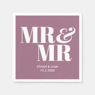 Lilac Purple Mr & Mr Personalized Wedding Napkins